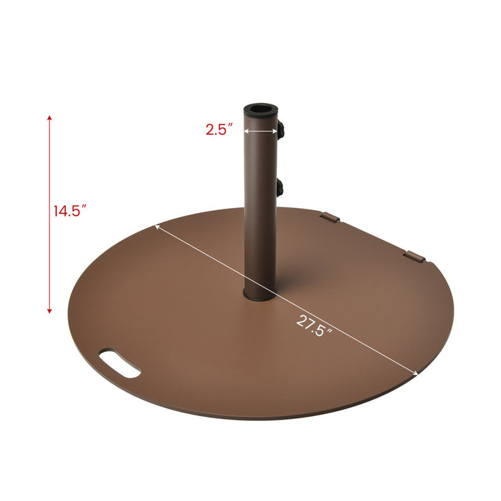 Round Weighted Patio Umbrella Base Stand 50 lbs w/ 3 Adapters Brown Image 2