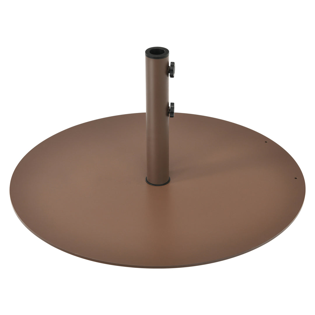 Round Weighted Patio Umbrella Base Stand 59 lbs w/ 3 Adapters Brown Image 1