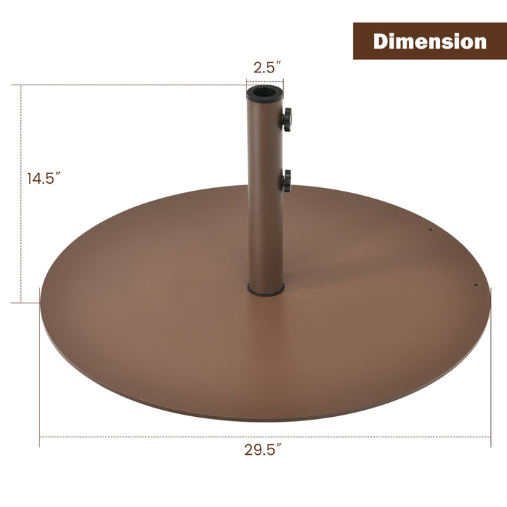 Round Weighted Patio Umbrella Base Stand 59 lbs w/ 3 Adapters Brown Image 2