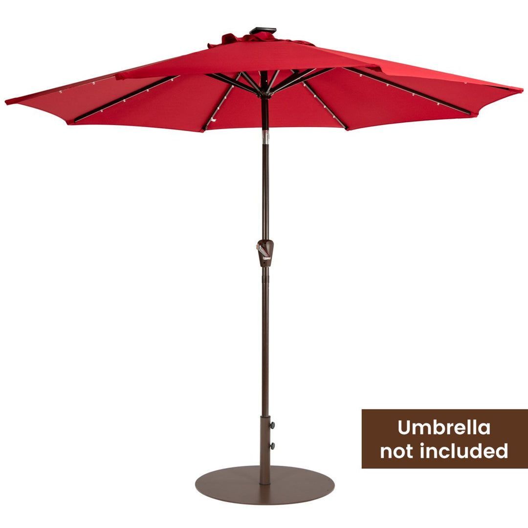 Round Weighted Patio Umbrella Base Stand 59 lbs w/ 3 Adapters Brown Image 10