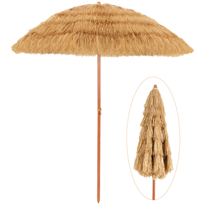 6.5ft Thatch Tiki Beach Umbrella Outdoor Patio Umbrella w/ Adjustable Tilt Image 9