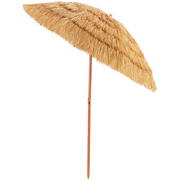 6.5ft Thatch Tiki Beach Umbrella Outdoor Patio Umbrella w/ Adjustable Tilt Image 10