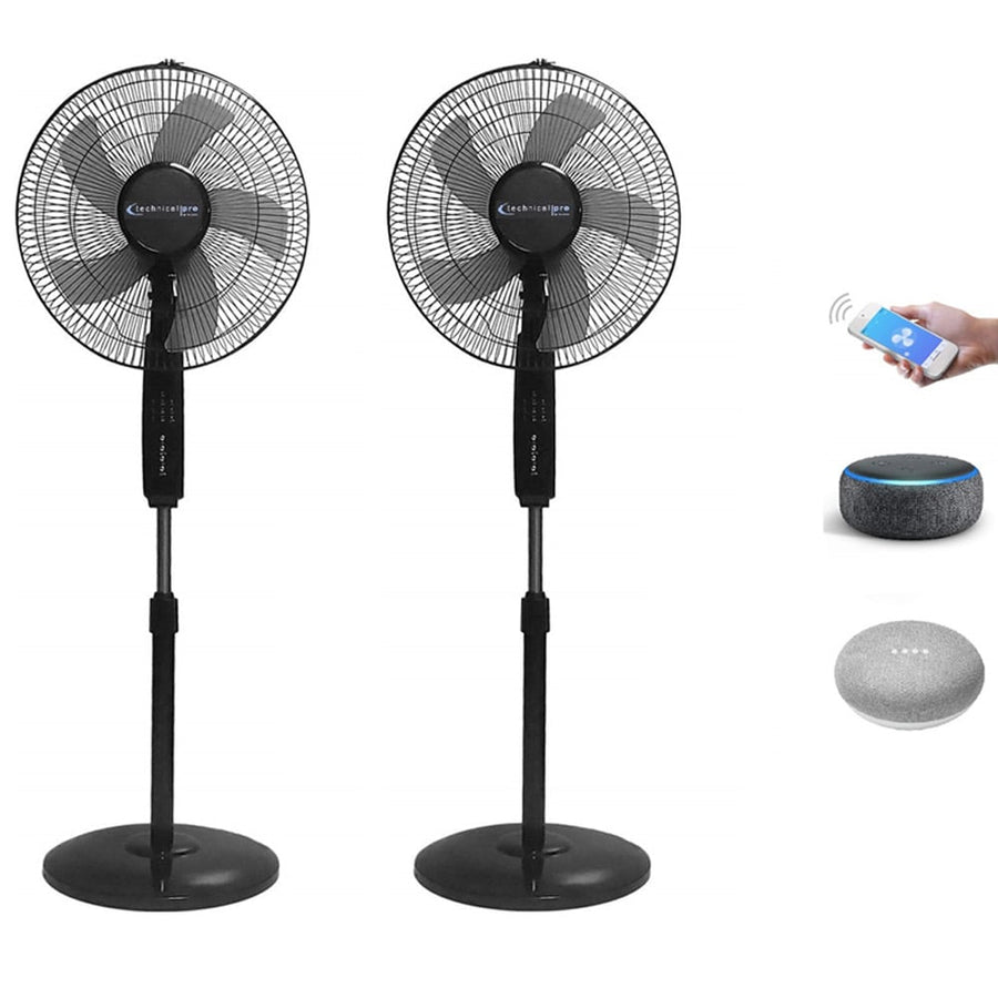 Technical Pro 16 Inch WIFI Standing Fan Black Oscillating Smart Home Compatible Image 1