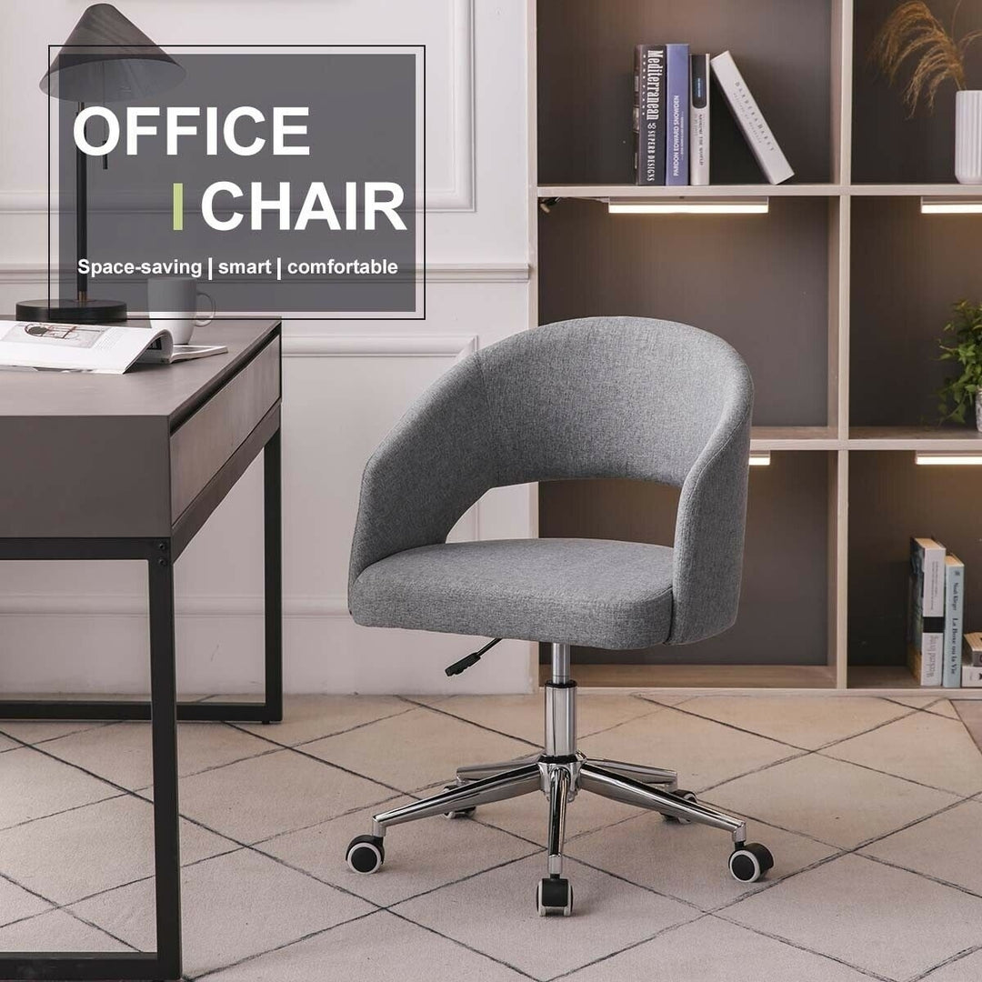 Fabric Cushioned Computer PC Desk Office 360 Swivel Chair Chrome Legs Adjustable Image 1