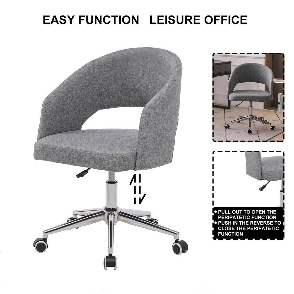 Fabric Cushioned Computer PC Desk Office 360 Swivel Chair Chrome Legs Adjustable Image 2