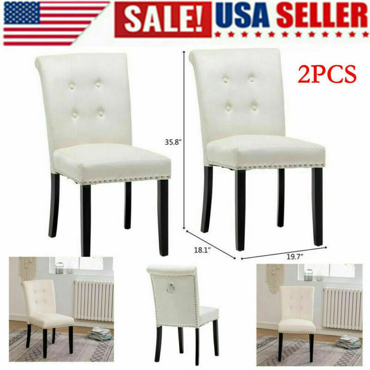 Set of 2 Velvet Tufted Accent Dining Chair High back Upholstered Kitchen Formal Image 1