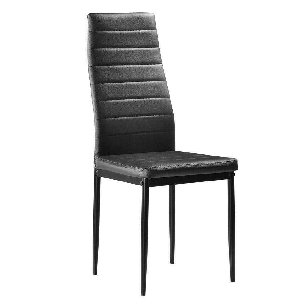 Set of 6 PU Leather Dining Side Chair Modern Elegant Design Home Furniture Black Image 2