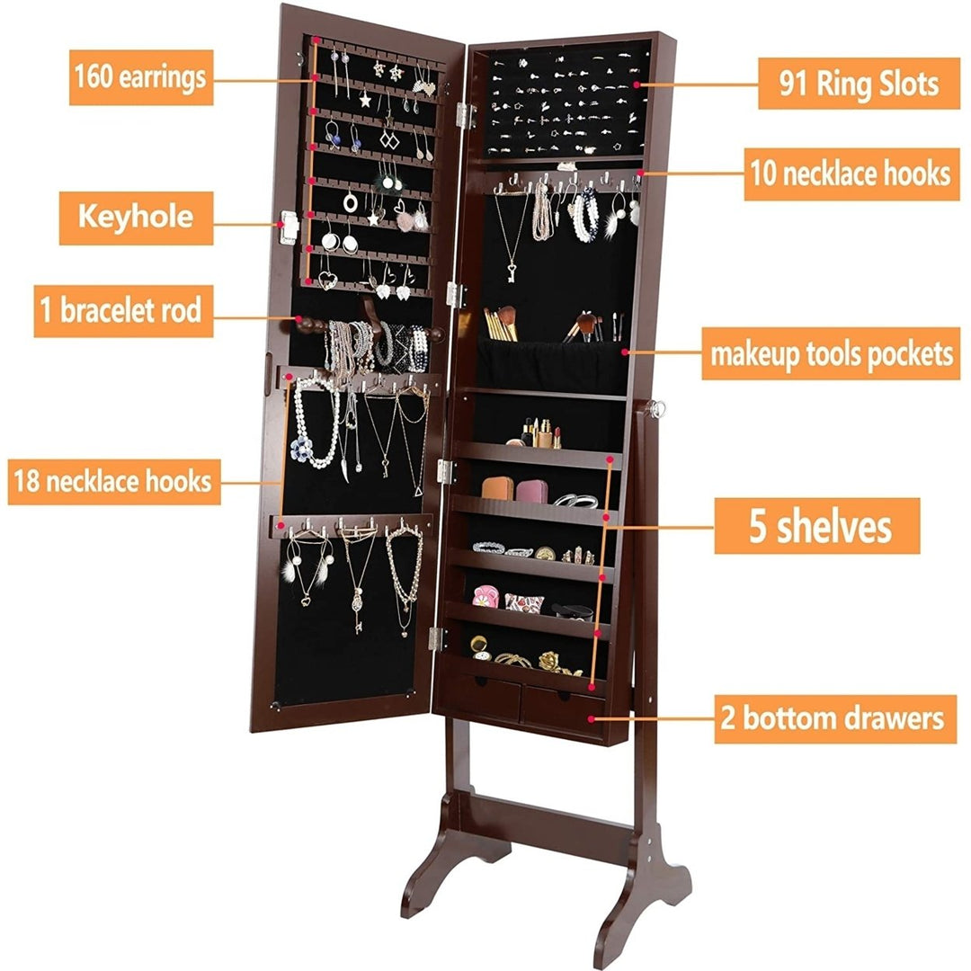 SUPER DEAL 2in1 Free Standing Jewelry Cabinet Lockable Full-Length Mirrored Jewelry Armoire Image 1