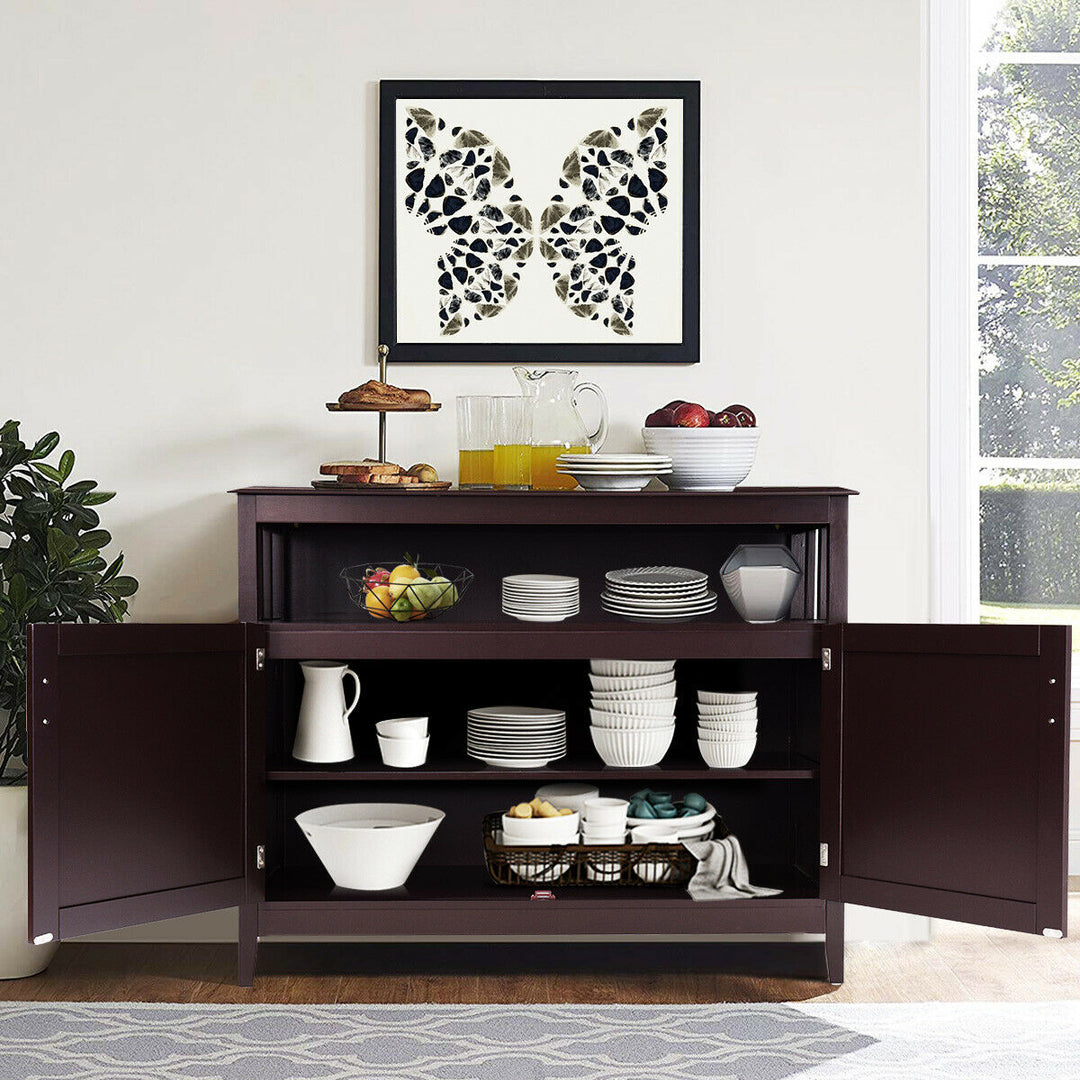 Modern Kitchen Storage 36" Height Cabinet Buffet Server Table Sideboard Dining Wood Brown Image 5