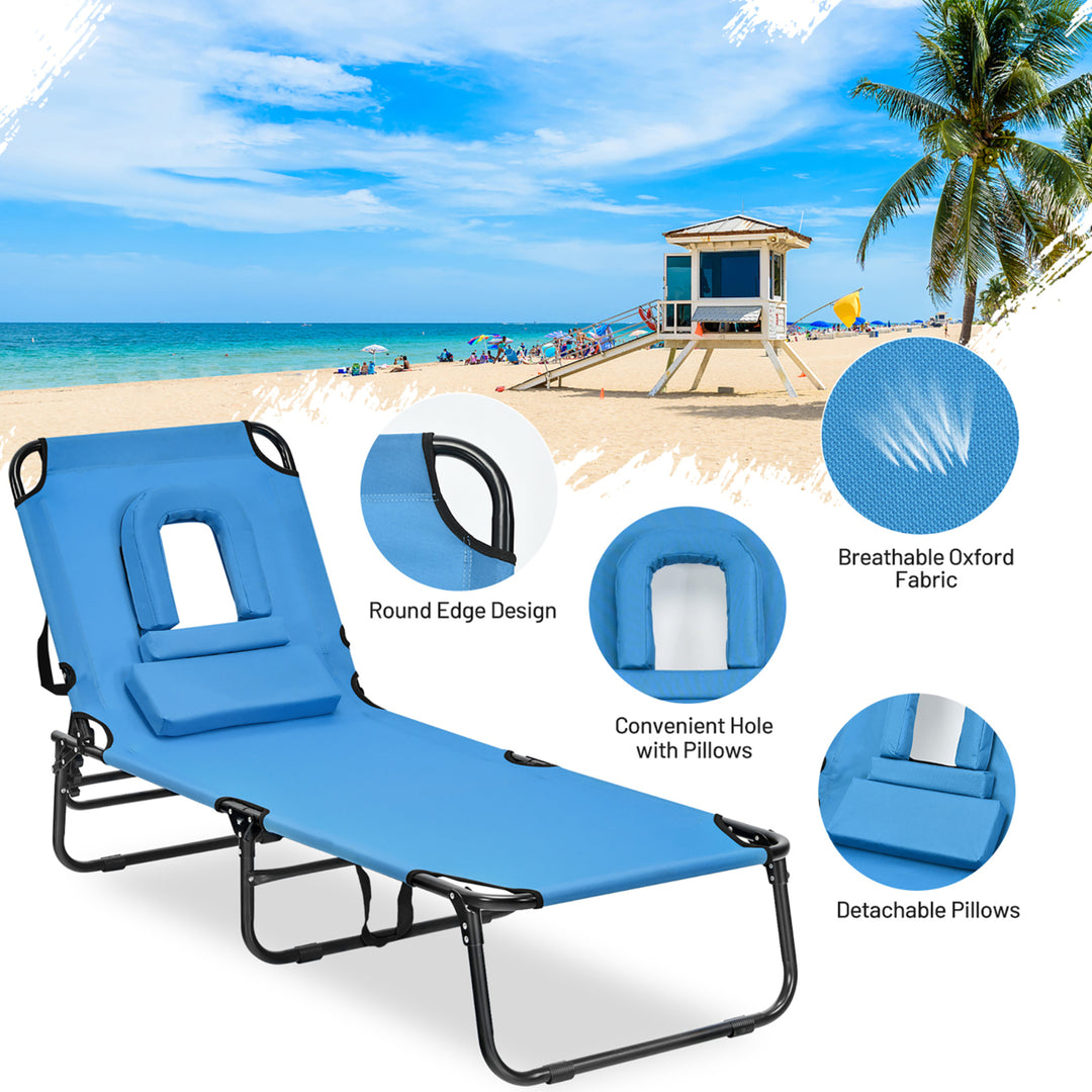 Patio Foldable Chaise Lounge Chair Bed Outdoor Beach Camping Recliner Pool Yard Image 9