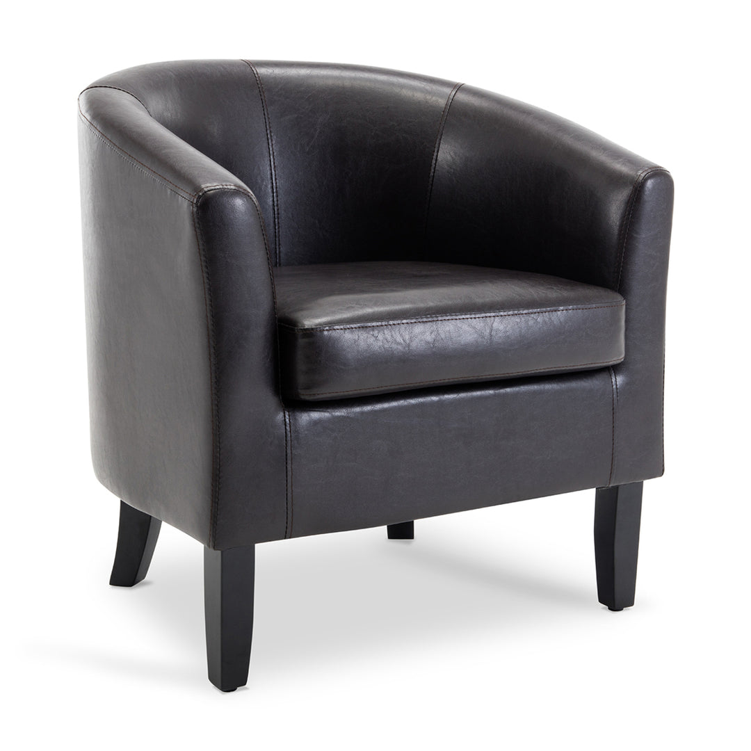 Club Chair Tub Faux Leather Armchair Seat Accent Living, Black Image 2