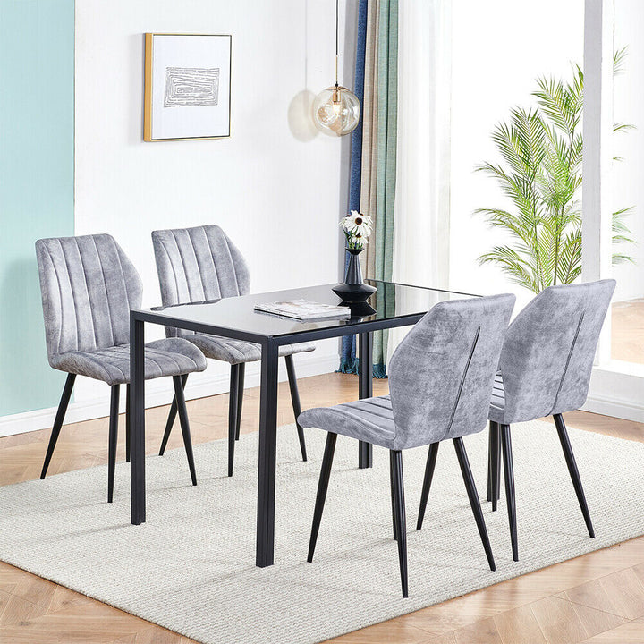 Set of 2 Modern Kitchen Dining Chairs Upholstered Metal Leg Living Room Gray Image 1