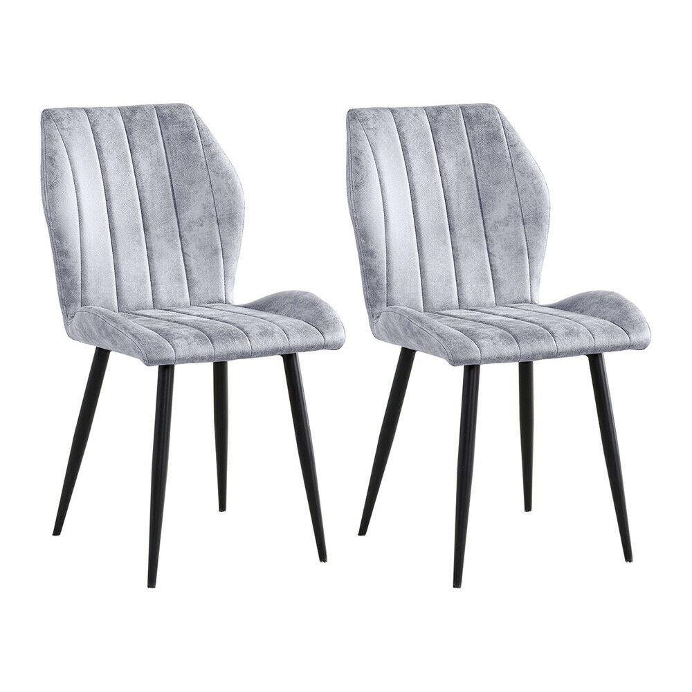 Set of 2 Modern Kitchen Dining Chairs Upholstered Metal Leg Living Room Gray Image 2