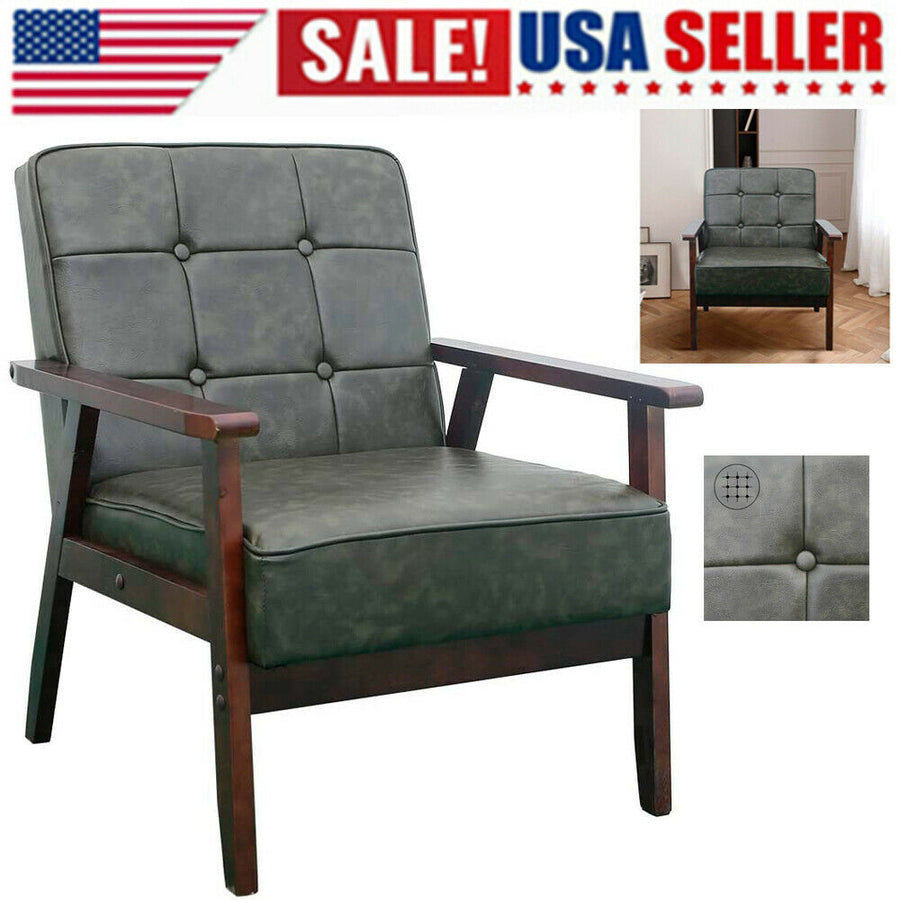 Single Sofa Retro Guest Lounge Chair Modern Living Room Armchair Upholstered Image 1