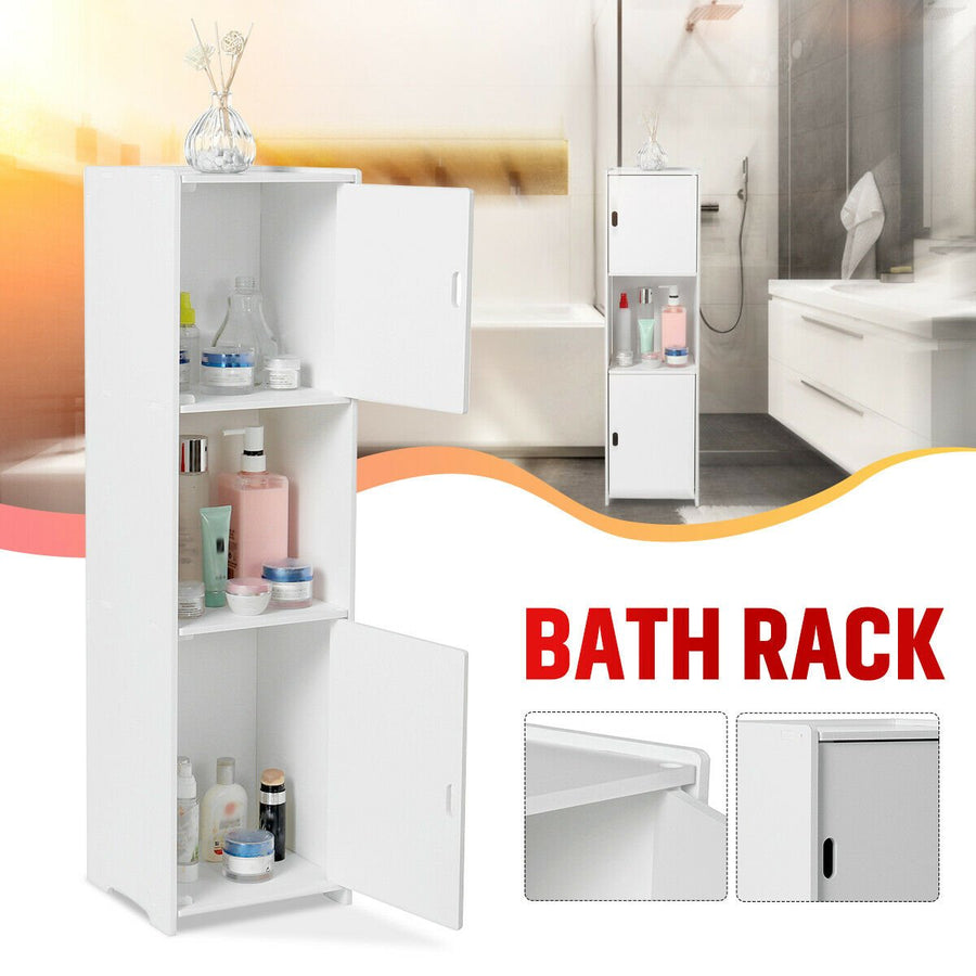 Bathroom Floor Cabinet Storage Toilet Bath Organizer Rack Shelf Free Standing Image 1