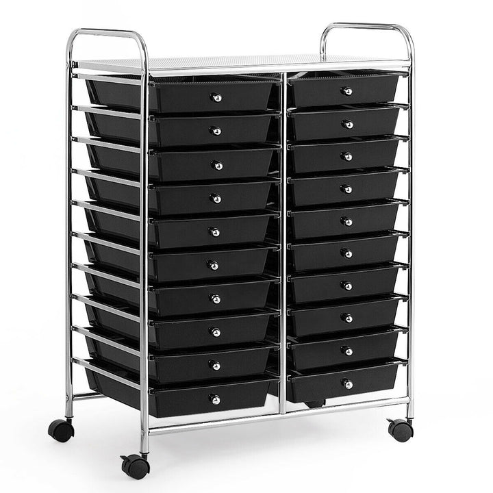 Office Rolling Cart 20 Storage Drawers Scrapbook Paper Studio Organizer Clear Black Image 4