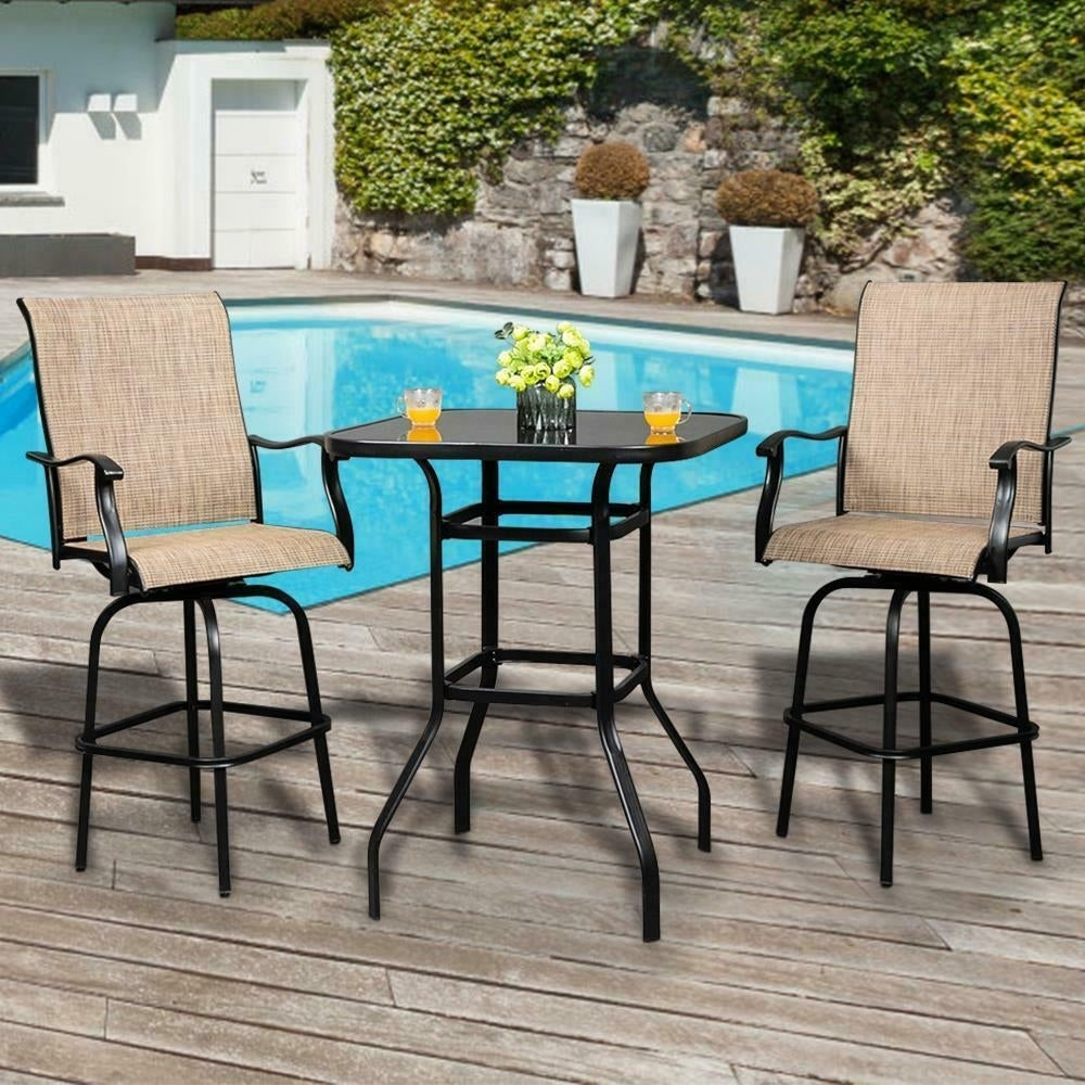 Outdoor Patio Furniture High Bistro Stools Chairs Table Set Garden Yard Kitchen Image 1