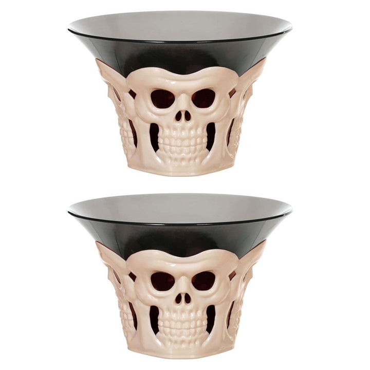 Seasons Bone Skull Candy Bowl 2-Pack Halloween Treat Dish Image 1