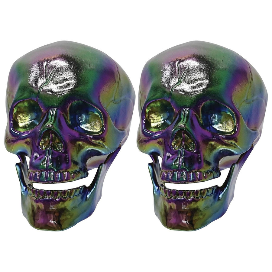 Crazy Bonez Skull 2-PK Oil Slick Iridescent W80646-2PK 7.5" Image 1