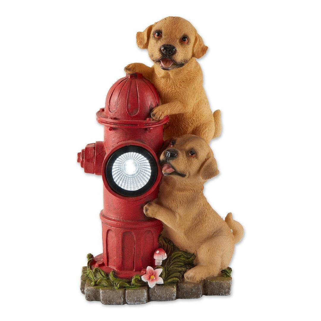 DOGS AND FIRE HYDRANT SOLAR STATUE Image 1