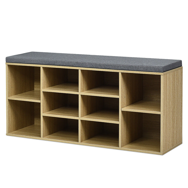 Entryway Padded Shoe Storage Bench 10-Cube Organizer Bench Adjustable Image 1