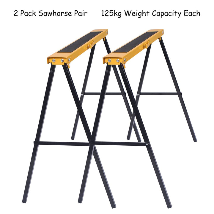 2 Pack Heavy Duty Saw Horse Steel Folding Legs Portable Image 8