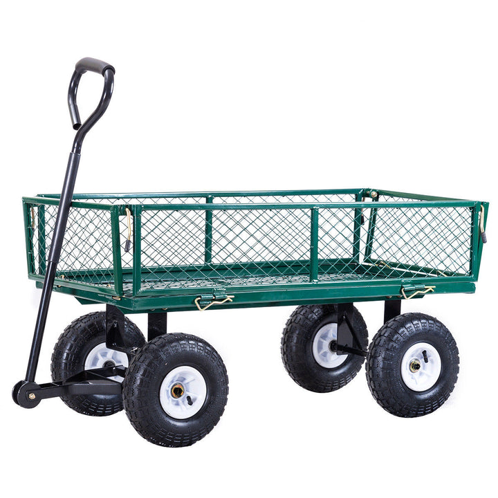 Heavy Duty Lawn Garden Utility Cart Wagon Wheelbarrow Steel Trailer Image 1