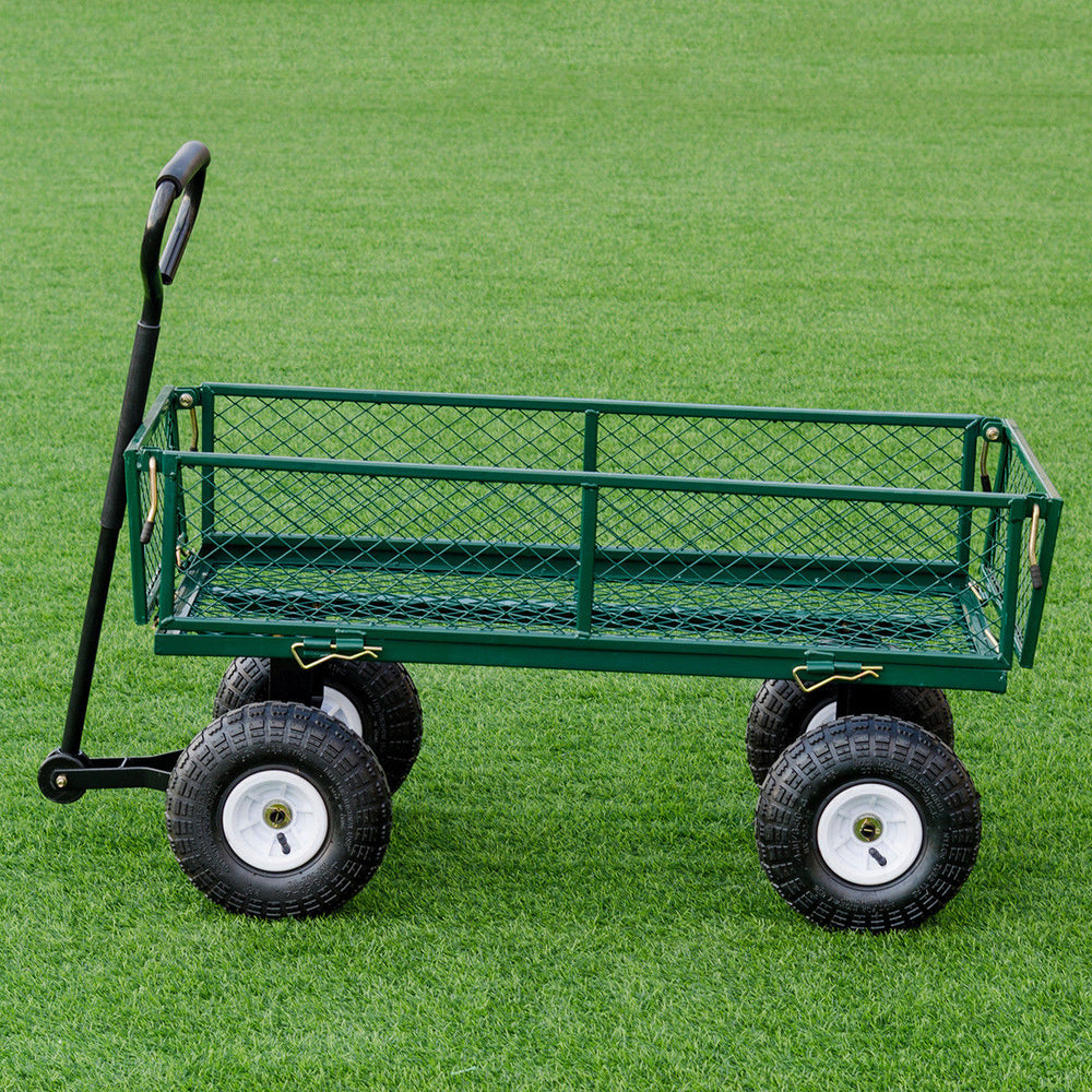 Heavy Duty Lawn Garden Utility Cart Wagon Wheelbarrow Steel Trailer Image 2