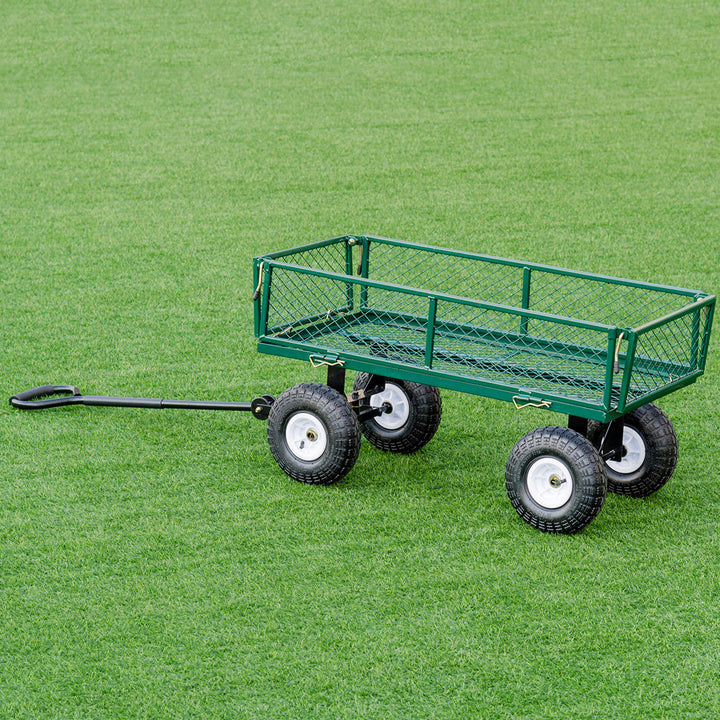 Heavy Duty Lawn Garden Utility Cart Wagon Wheelbarrow Steel Trailer Image 4