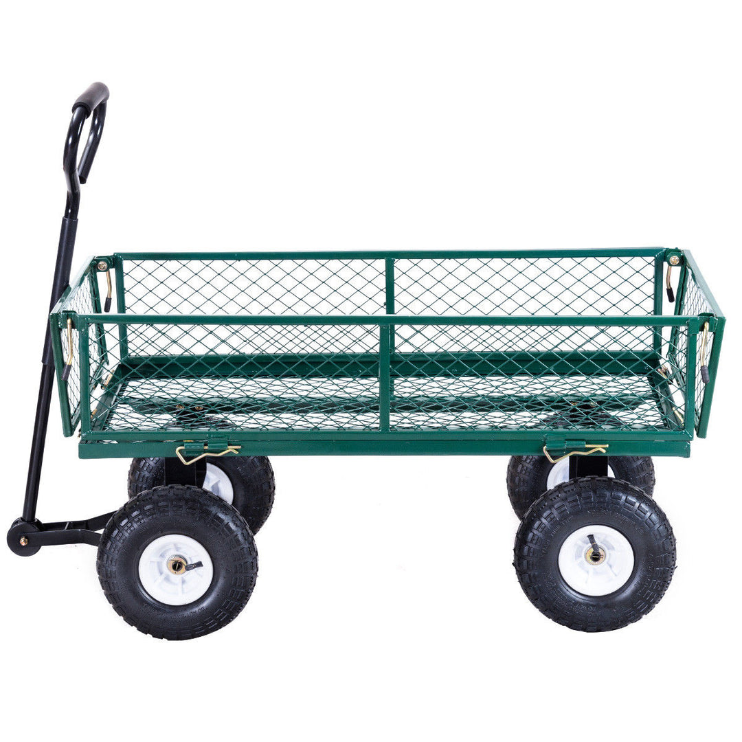 Heavy Duty Lawn Garden Utility Cart Wagon Wheelbarrow Steel Trailer Image 5