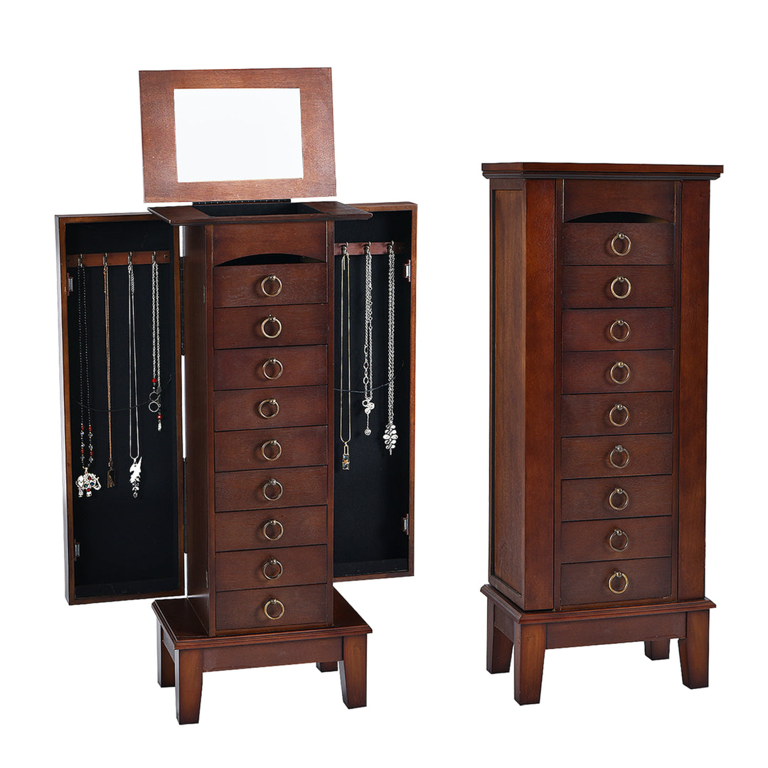 Jewelry Cabinet Armoire Wood Storage Box Chest Stand Organizer Image 4