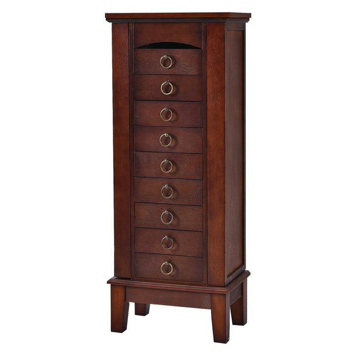 Jewelry Cabinet Armoire Wood Storage Box Chest Stand Organizer Image 6