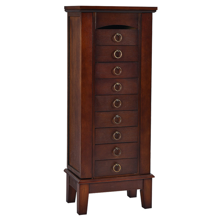 Jewelry Cabinet Armoire Wood Storage Box Chest Stand Organizer Image 7