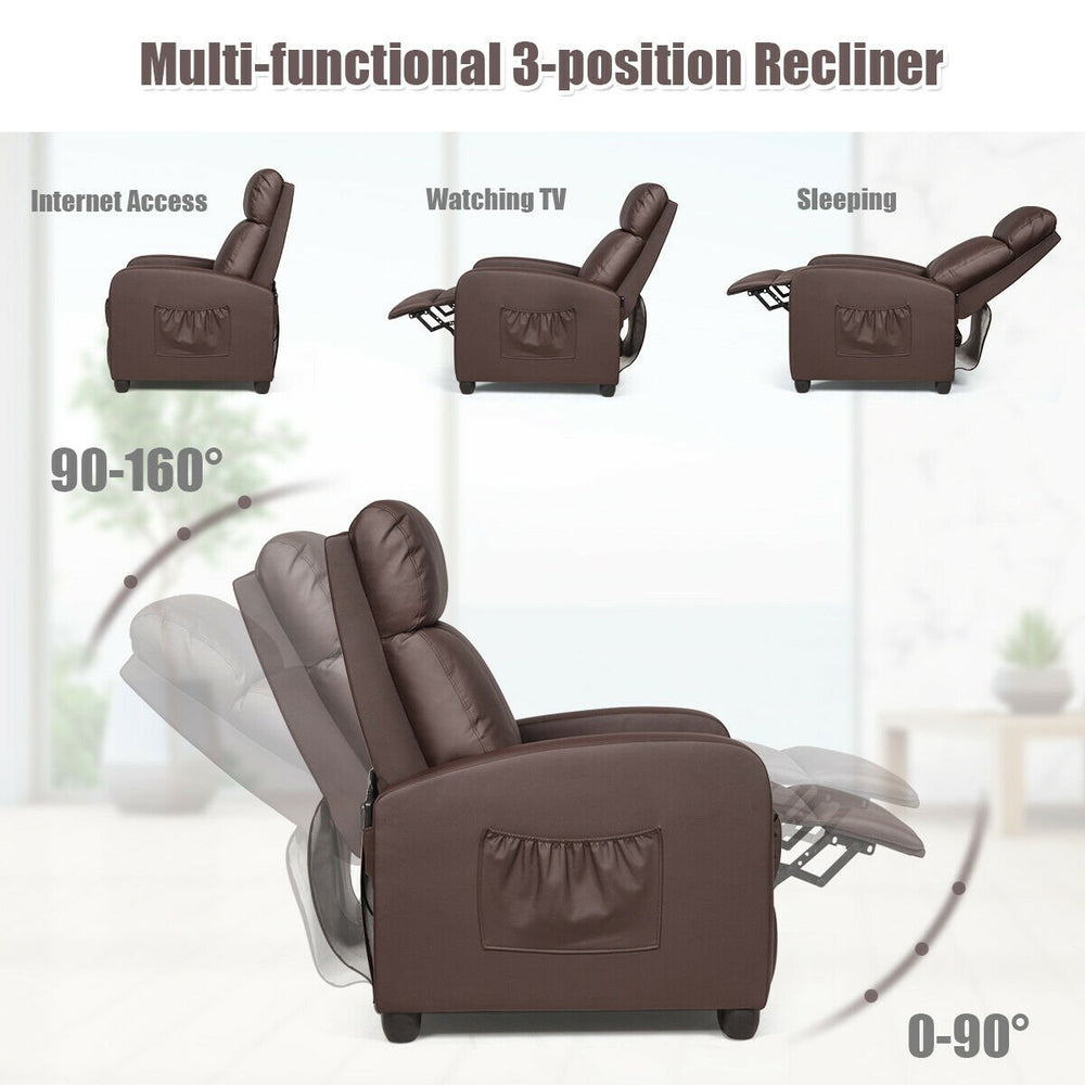 Massage Recliner Chair Single Sofa Padded Seat w/ Footrest Image 2