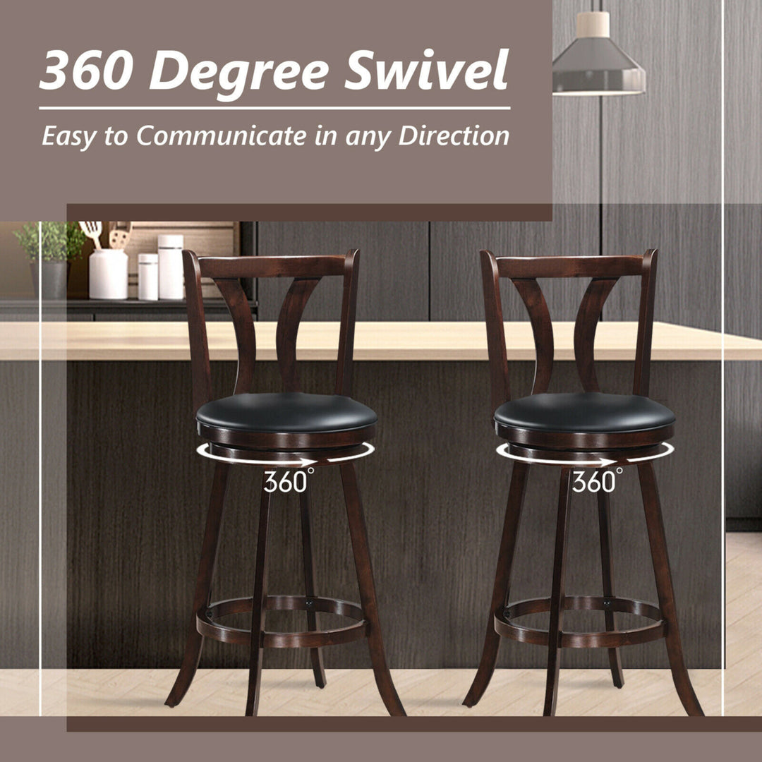 Set of 2 Swivel Bar stools 29.5" Bar Height Chairs with Rubber Wood Legs Image 5