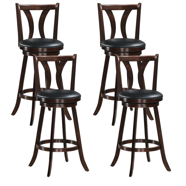 Set of 4 Swivel Bar stools 29.5" Bar Height Chairs with Rubber Wood Legs Image 1