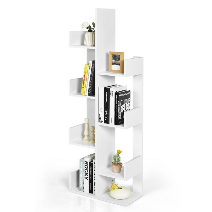 8-Shelf Bookcase Modern Tree Bookshelf Storage Decor Freestanding Image 5