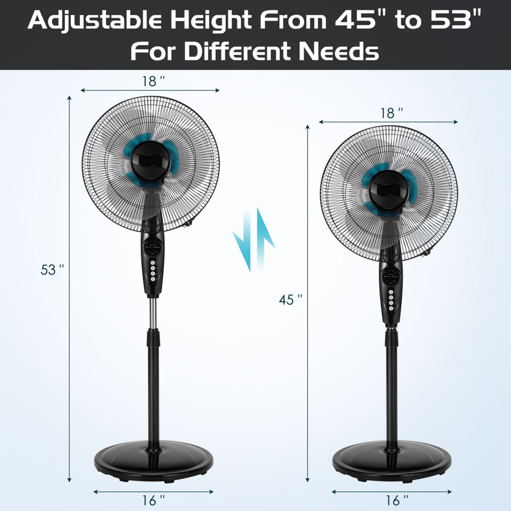 16 Dual Blade Pedestal Fan Adjustable Oscillating Stand Fan Home Office Image 2