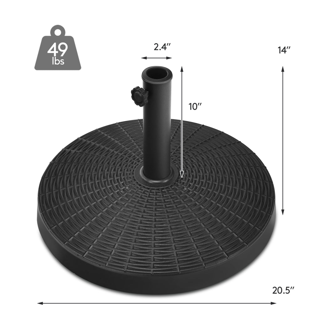 49 lbs Round Resin Patio Umbrella Base Stand Holder w/ Adjustable Knob Image 2