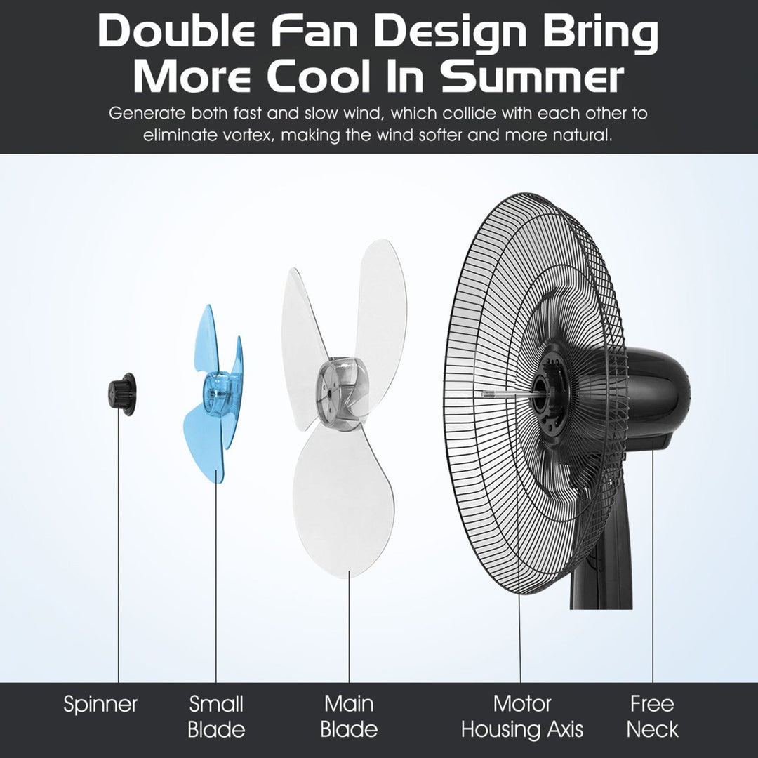 16 Dual Blade Pedestal Fan Adjustable Oscillating Stand Fan Home Office Image 9