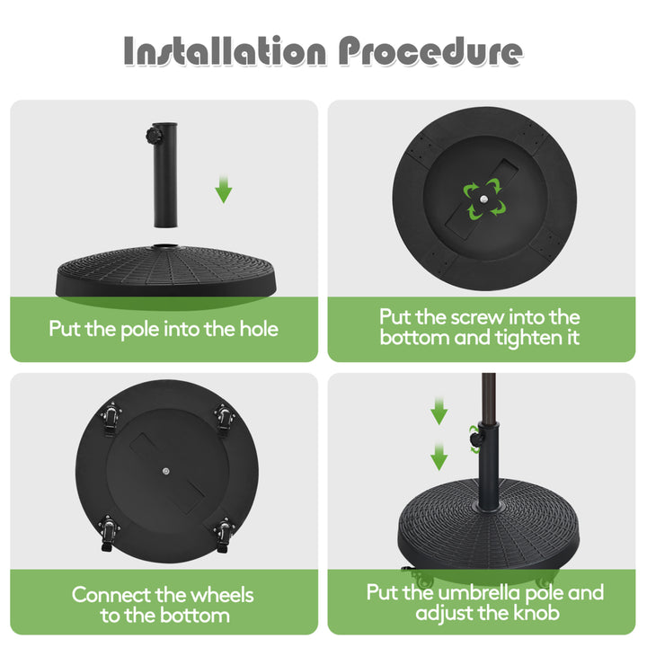 50 lbs Round Resin Patio Umbrella Base Stand Holder w/ Lockable Wheels Image 10