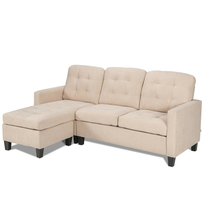 Convertible Sectional Sofa Set L-shaped Sofa Couch w/ Reversible Ottoman Image 1