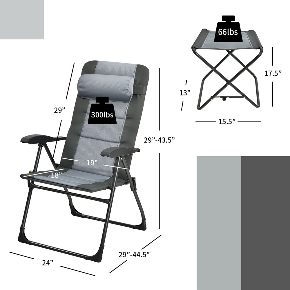 4PCS Folding Patio Recliner Chair and Ottoman Set w/ Adjustable Backrest Image 2