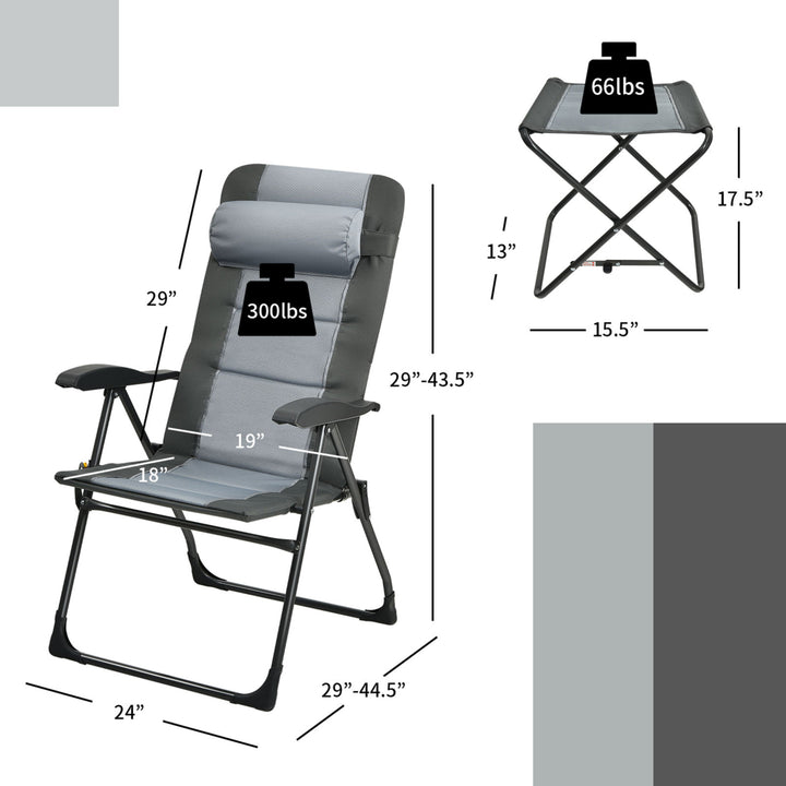 4PCS Folding Patio Recliner Chair and Ottoman Set w/ Adjustable Backrest Image 2