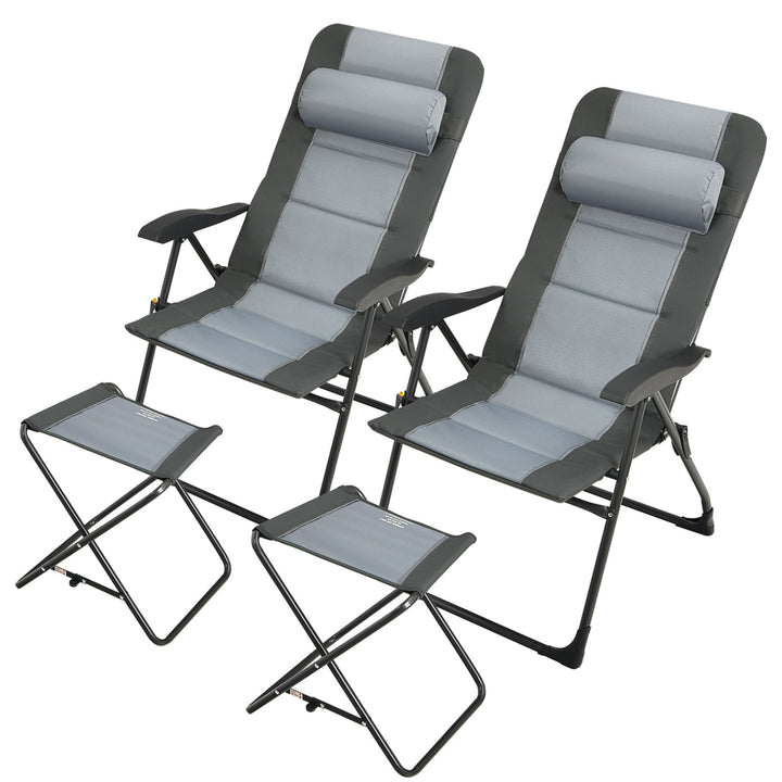 4PCS Folding Patio Recliner Chair and Ottoman Set w/ Adjustable Backrest Image 7