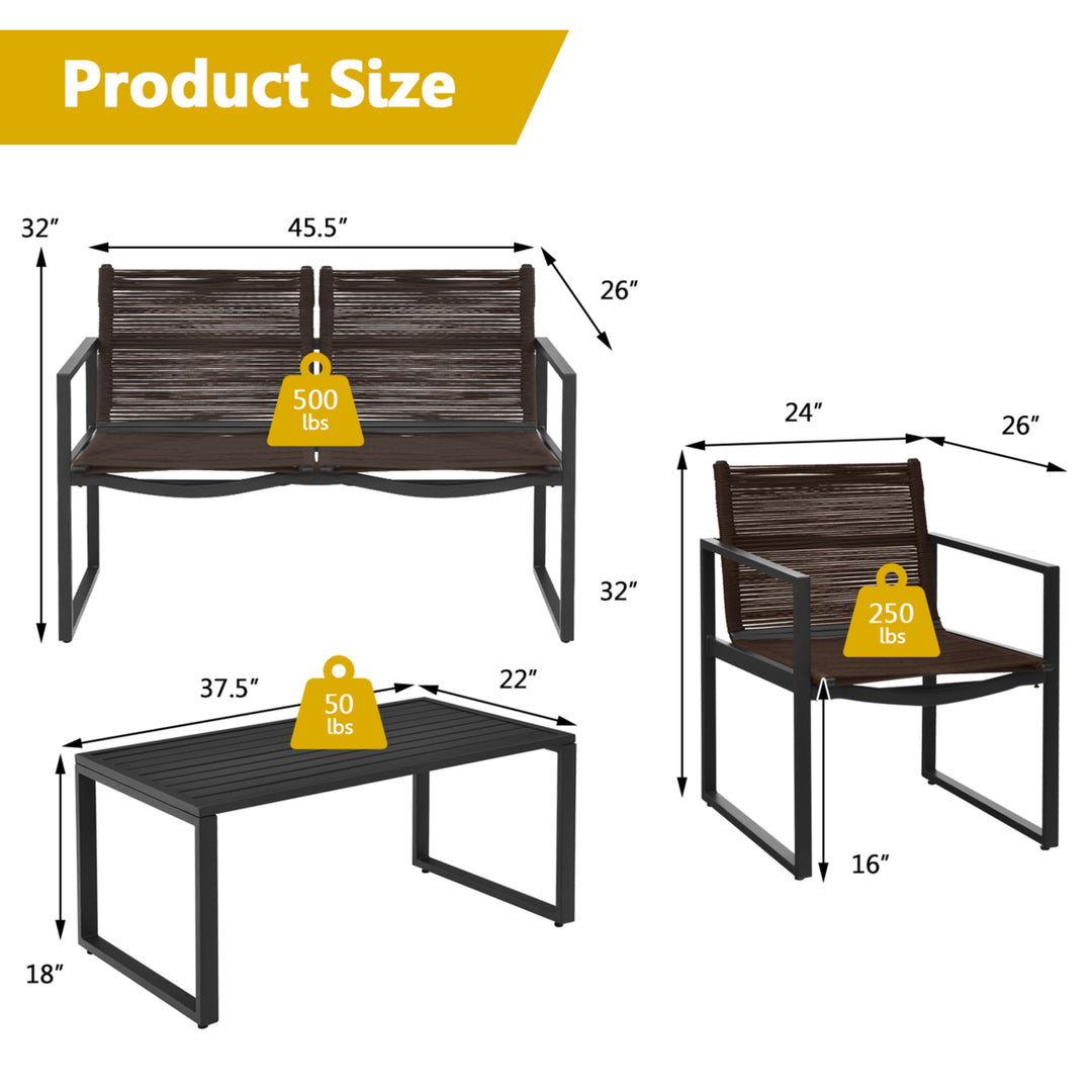 4PCS Patio Conversation Furniture Set Yard Garden Outdoor w/ Coffee Table Image 6