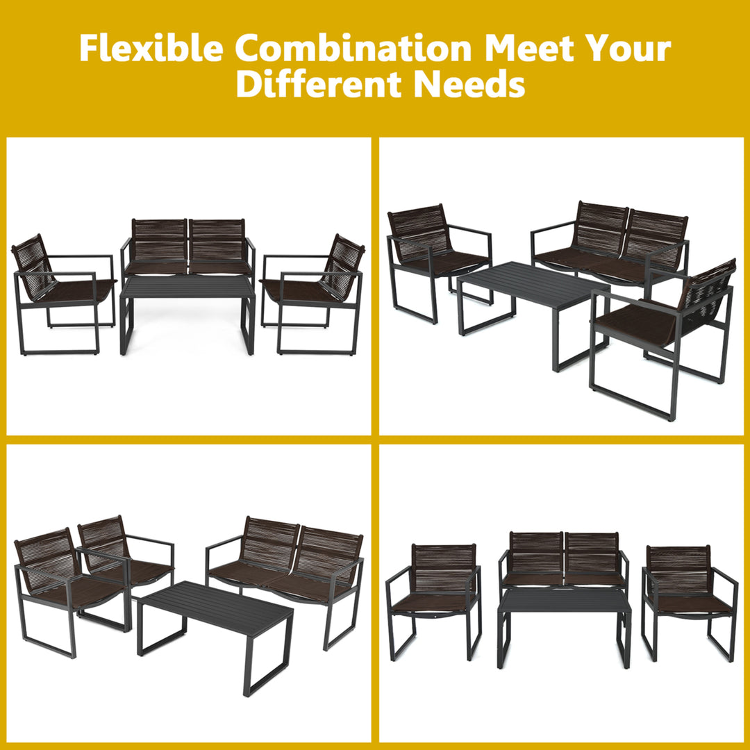 4PCS Patio Conversation Furniture Set Yard Garden Outdoor w/ Coffee Table Image 3