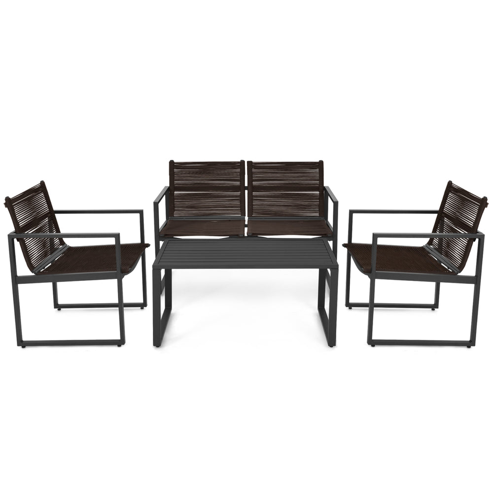 4PCS Patio Conversation Furniture Set Yard Garden Outdoor w/ Coffee Table Image 2