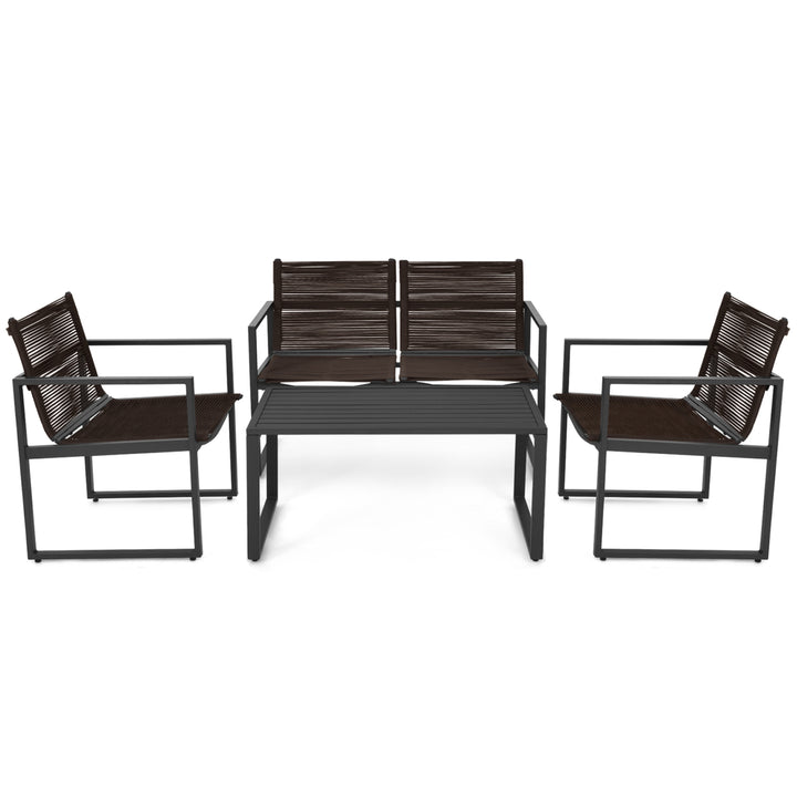 4PCS Patio Conversation Furniture Set Yard Garden Outdoor w/ Coffee Table Image 2