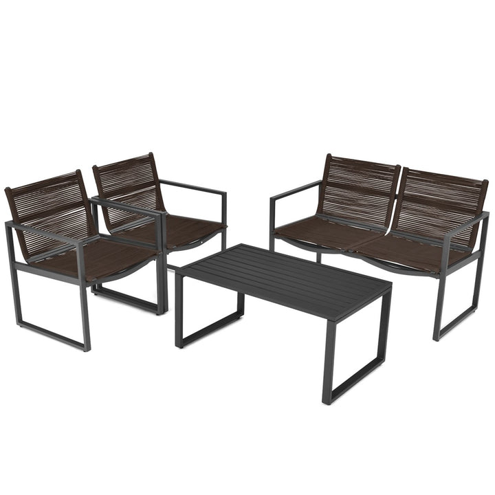 4PCS Patio Conversation Furniture Set Yard Garden Outdoor w/ Coffee Table Image 7